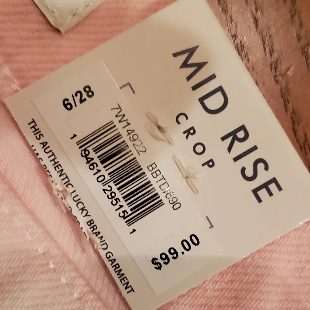Lucky Brand pink tie-dye mid rise crop jeans, size 6 - NEW - Picture 4 of 7
